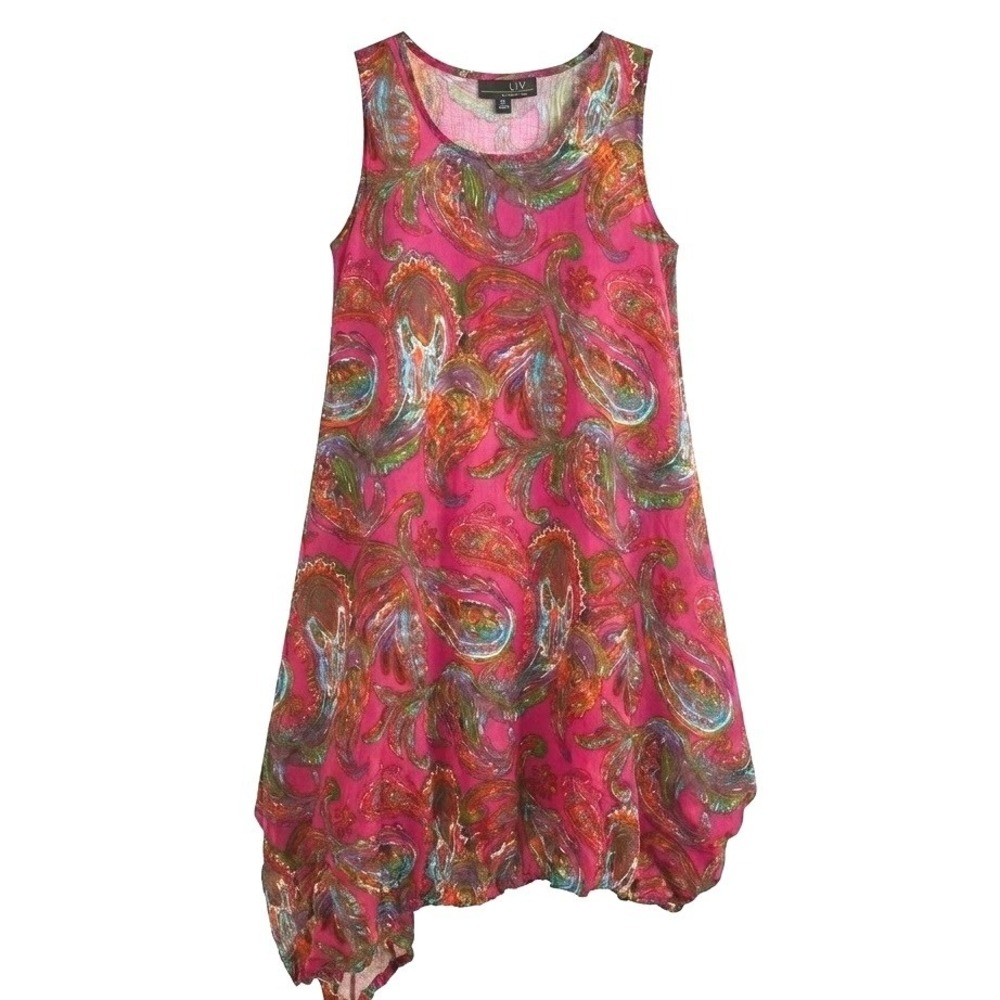 LIV‎ by Habitat Clothes Pink Paisley Crinkle Dress Medium Flowy Boho